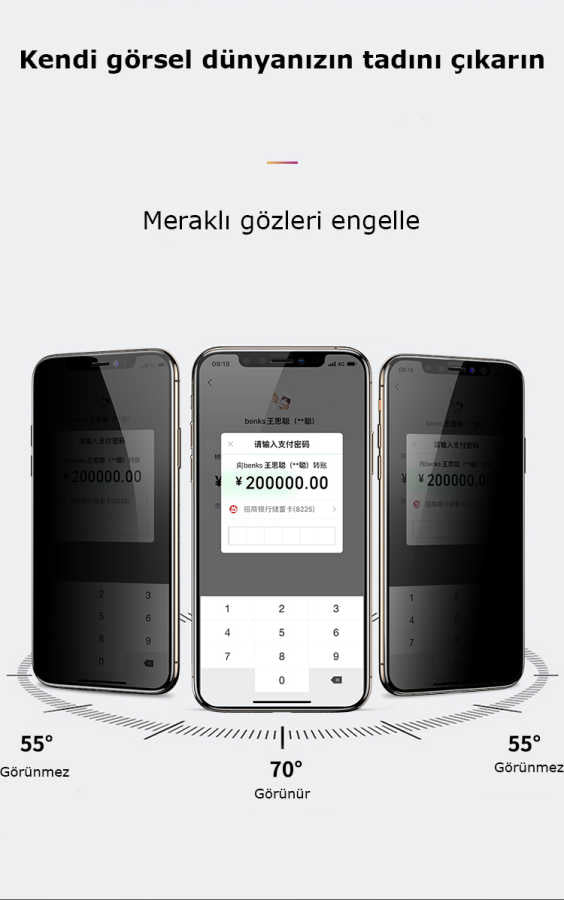 Apple iPhone 16E Zore Kor Privacy Glass Screen Protector Black