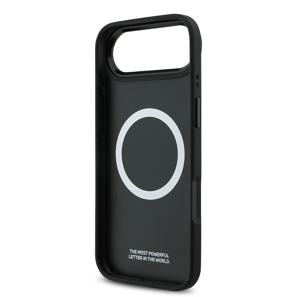 Apple iPhone 17 Air Case BMW Original Licensed M-Safe Charging Feature M Logo Three Stripe Perforated Leather Cover Black