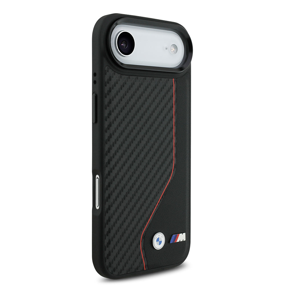 Apple iPhone 17 Air Case BMW Original Licensed M-safe Charging Feature Metal BMW and M Logo PU Carbon Design Cover Red