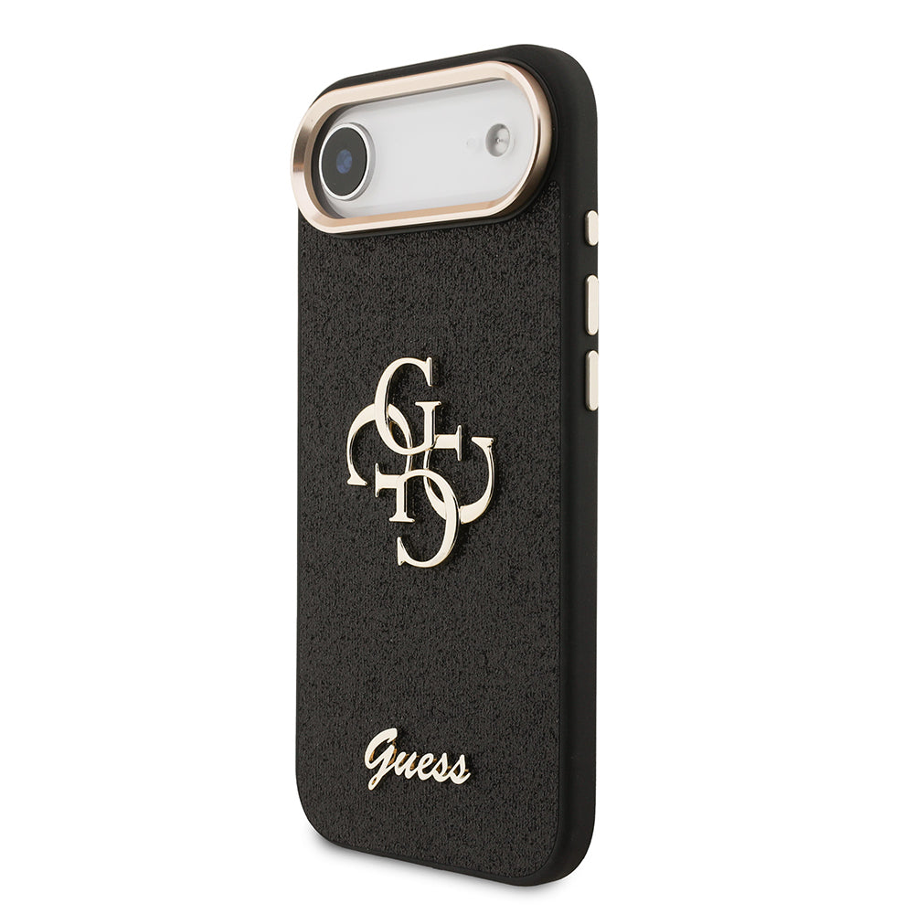 Apple iPhone 17 Air Case Guess Original Licensed 4G Large Metal Camera Frame and Logo Glitter Cover Gold