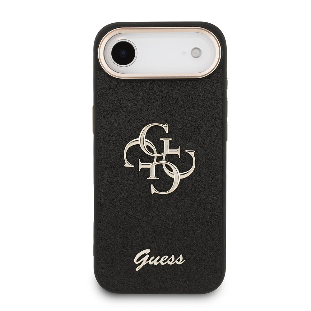 Apple iPhone 17 Air Kılıf Guess Orjinal Lisanslı 4G Büyük Metal Kamera Çerçeveli ve Logolu Glitter Kapak Pembe
