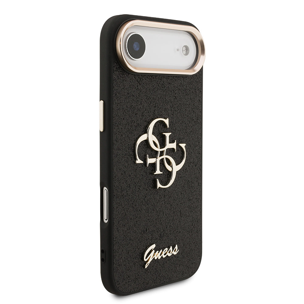 Apple iPhone 17 Air Kılıf Guess Orjinal Lisanslı 4G Büyük Metal Kamera Çerçeveli ve Logolu Glitter Kapak Pembe