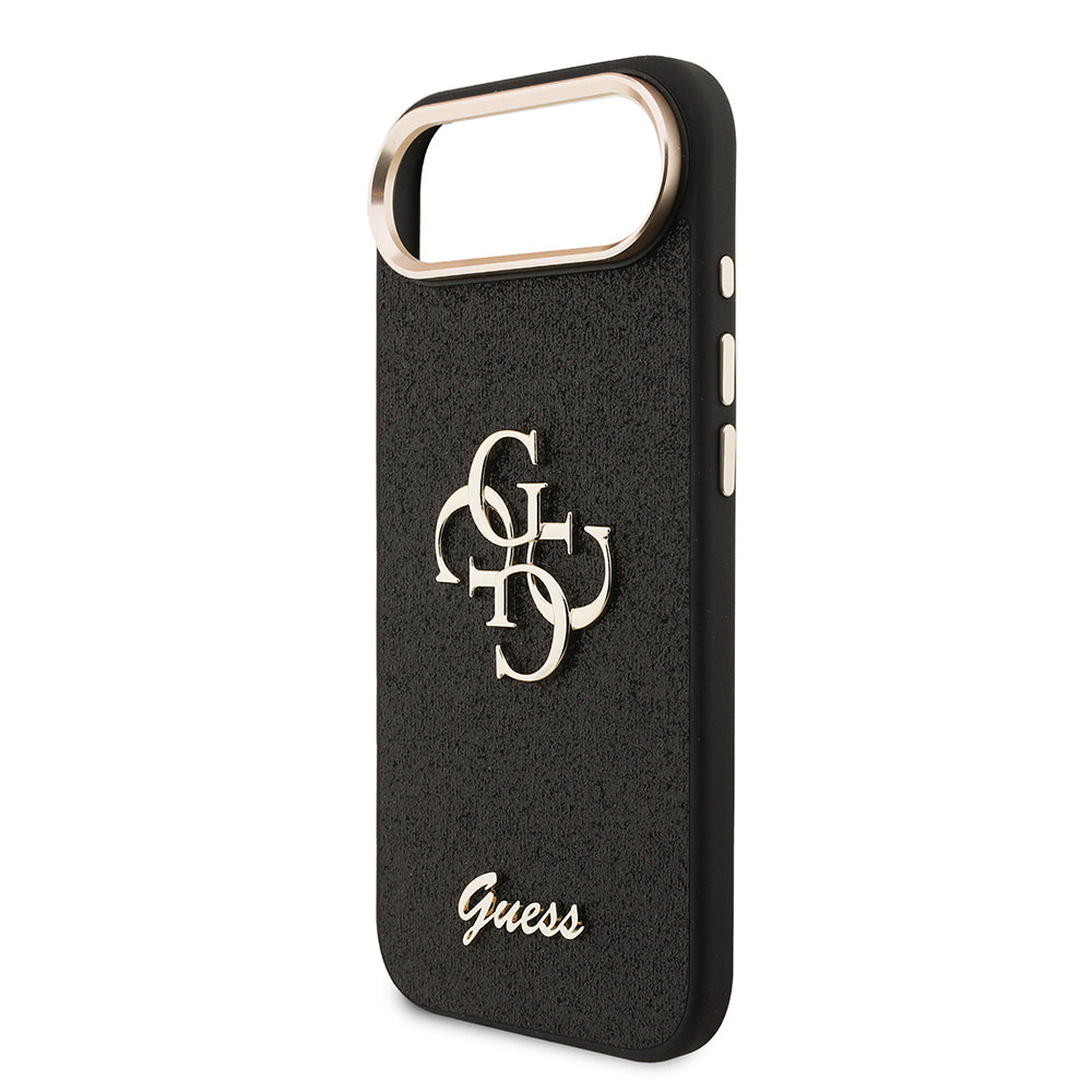 Apple iPhone 17 Air Case Guess Original Licensed 4G Large Metal Camera Frame and Logo Glitter Cover Gray