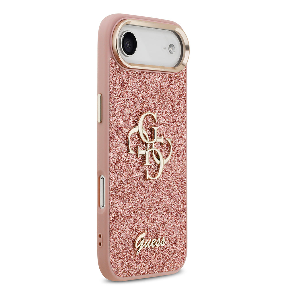 Apple iPhone 17 Air Kılıf Guess Orjinal Lisanslı 4G Büyük Metal Kamera Çerçeveli ve Logolu Glitter Kapak Siyah