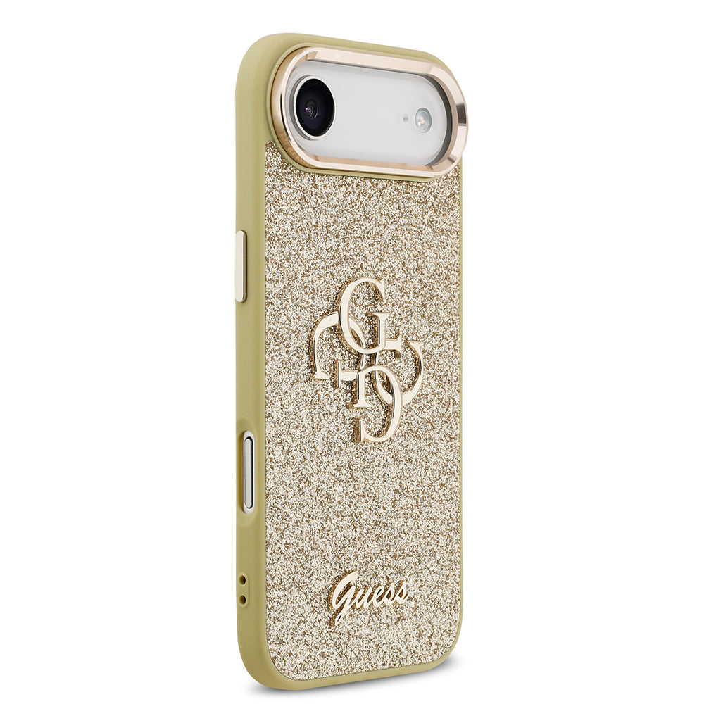 Apple iPhone 17 Air Case Guess Original Licensed 4G Large Metal Camera Frame and Logo Glitter Cover Gray