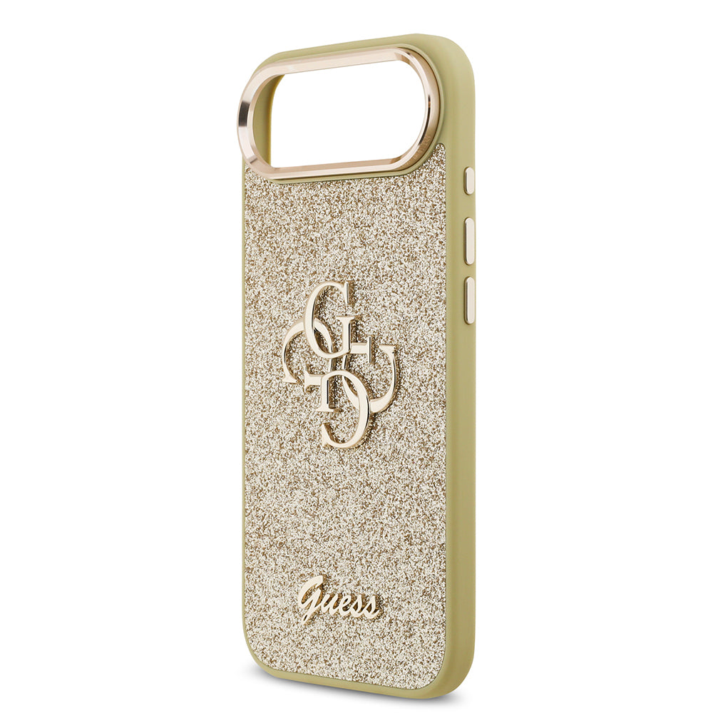 Apple iPhone 17 Air Case Guess Original Licensed 4G Large Metal Camera Frame and Logo Glitter Cover Gray