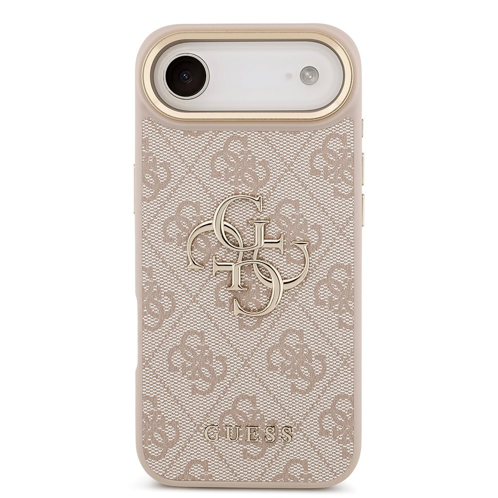 Apple iPhone 17 Air Case Guess Original Licensed 4G Large Metal Logo Thick Strap Cover Brown