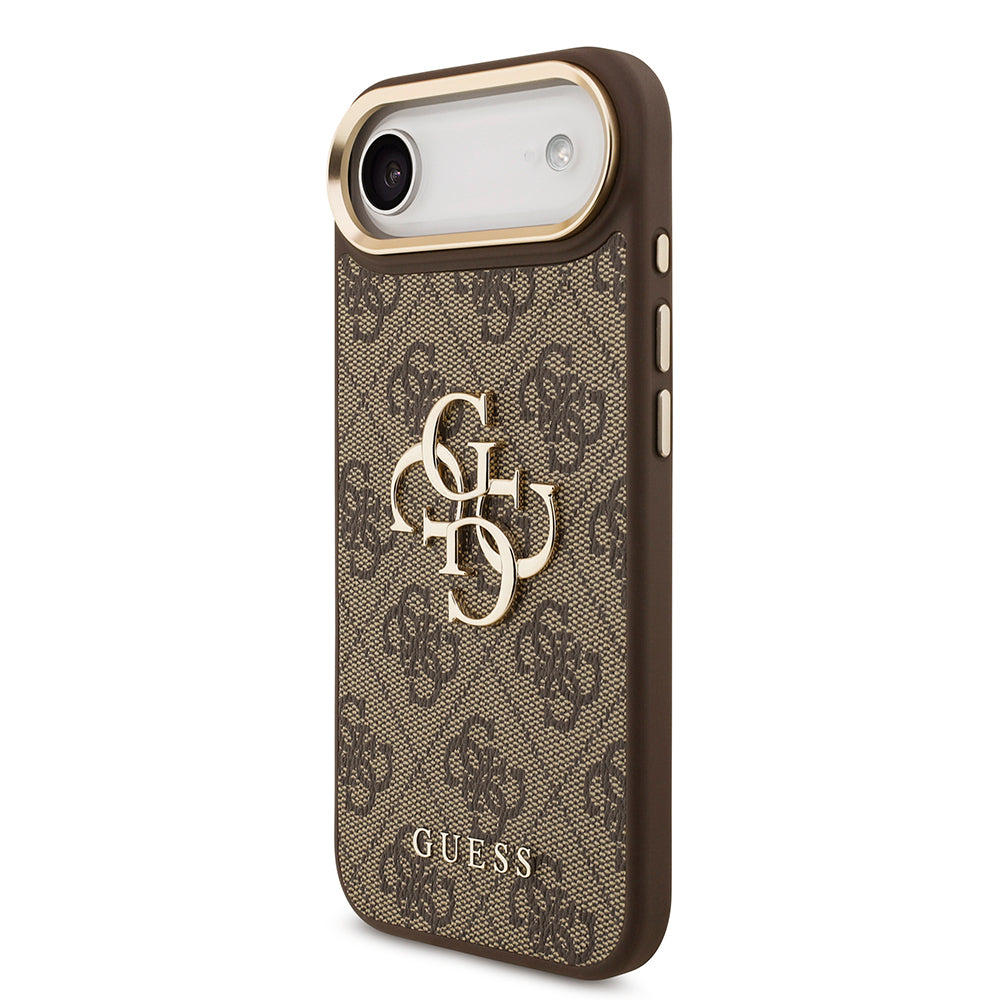 Apple iPhone 17 Air Case Guess Original Licensed 4G Large Metal Logo Thick Strap Cover Brown
