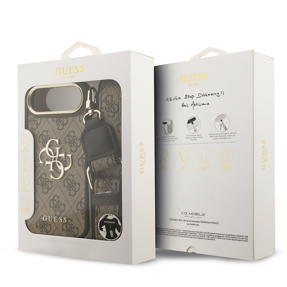 Apple iPhone 17 Air Case Guess Original Licensed 4G Large Metal Logo Thick Strap Cover Black