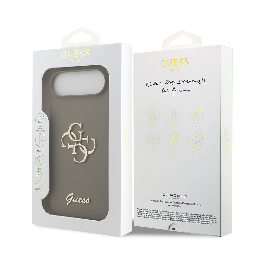 Apple iPhone 17 Air Kılıf Guess Orjinal Lisanslı Grained Yazı Logolu Kapak Pembe