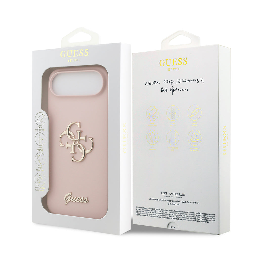 Apple iPhone 17 Air Kılıf Guess Orjinal Lisanslı Grained Yazı Logolu Kapak Kahverengi