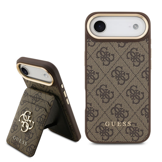 Apple iPhone 17 Air Kılıf Guess Orjinal Lisanslı M-safe Şarj Özellikli 4G Metal Büyük Logolu Kartlıklı Kapak