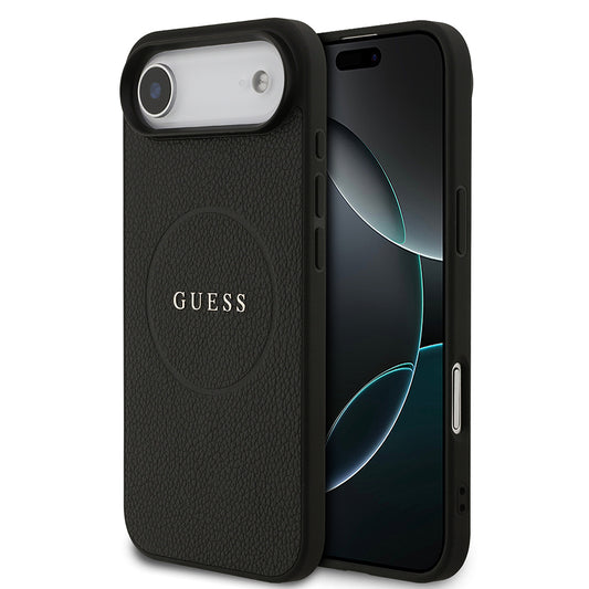 Apple iPhone 17 Air Case Guess Original Licensed M-safe Charging Feature PU Leather Cover with Logo Black