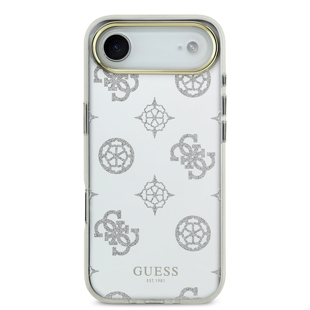 Apple iPhone 17 Air Case Guess Original Licensed Metal Camera Frame Glitter Mirror Cover Silver