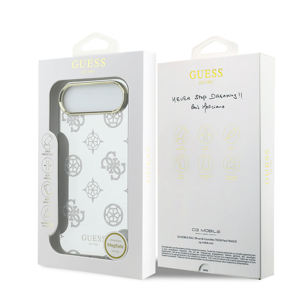 Apple iPhone 17 Air Case Guess Original Licensed Metal Camera Frame Glitter Mirror Cover Silver