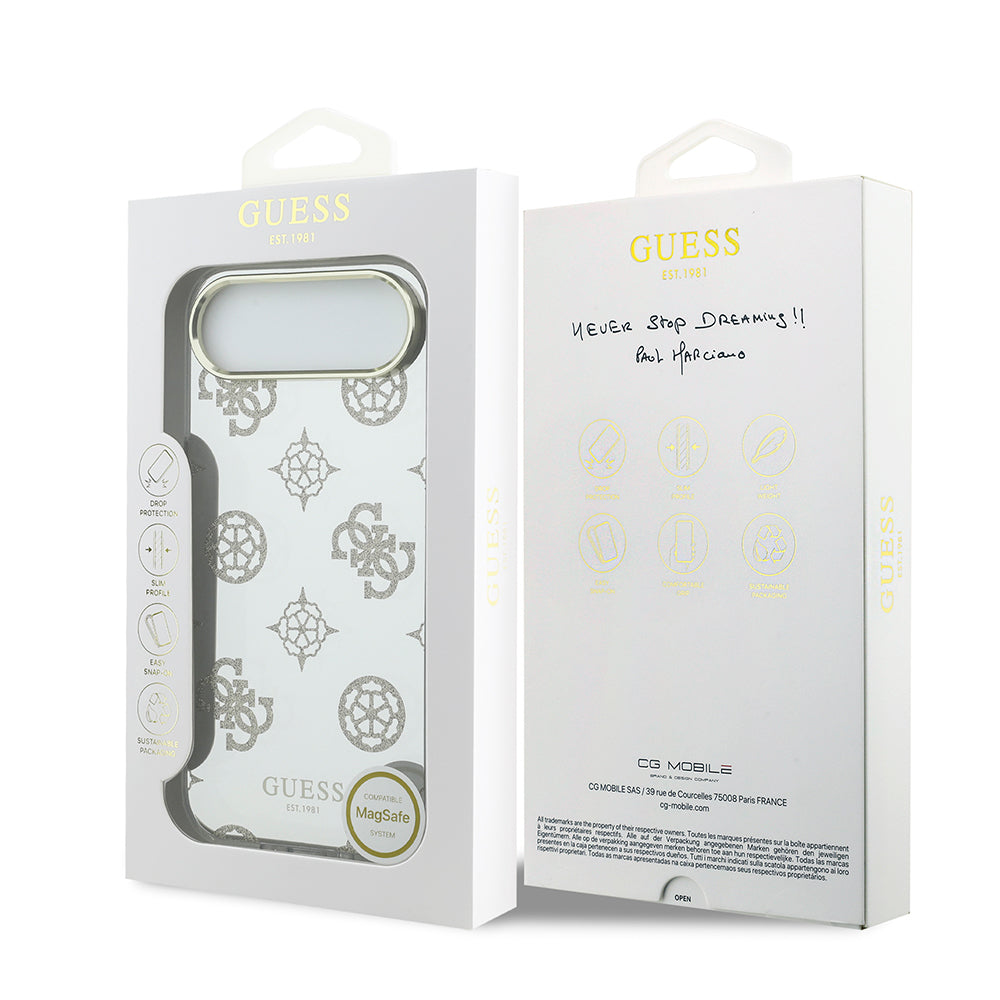 Apple iPhone 17 Air Case Guess Original Licensed Metal Camera Frame Glitter Mirror Cover Silver