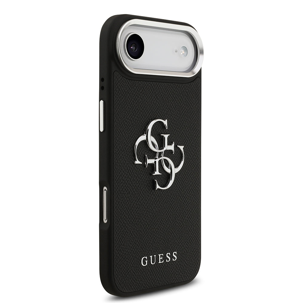 Apple iPhone 17 Air Case Guess Original Licensed PU Leather 4G Large Metal Logo Design Cover Black