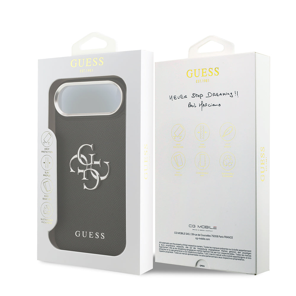 Apple iPhone 17 Air Case Guess Original Licensed PU Leather 4G Large Metal Logo Design Cover Black