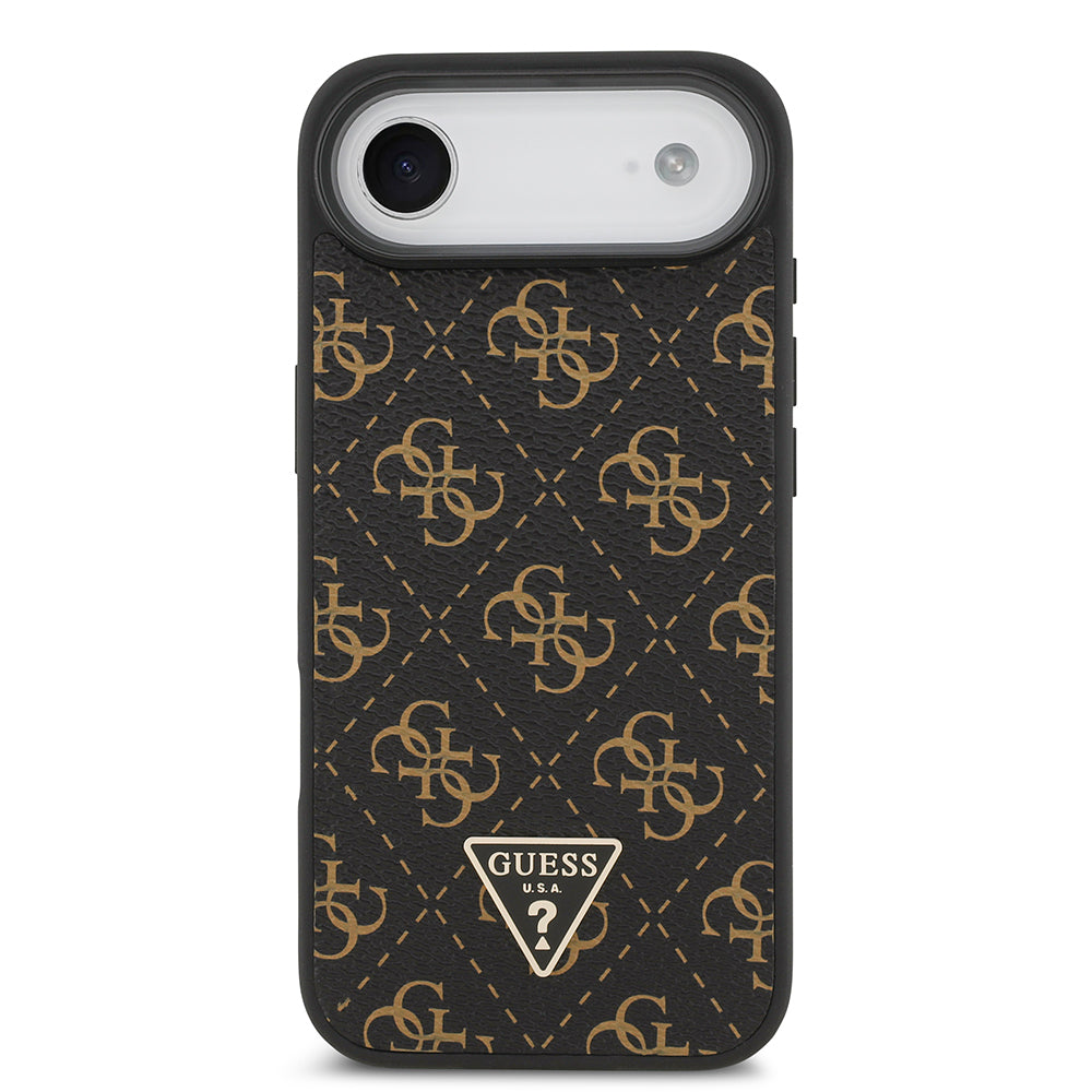 Apple iPhone 17 Air Case Guess Original Licensed PU Leather 4G Patterned Triangle Logo Cover Black