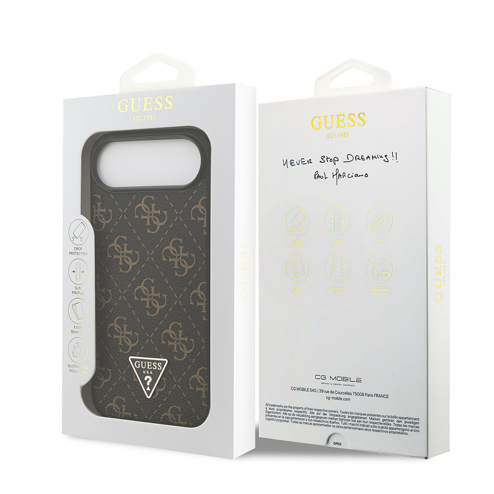 Apple iPhone 17 Air Case Guess Original Licensed PU Leather 4G Patterned Triangle Logo Cover Black