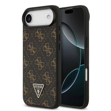 Apple iPhone 17 Air Case Guess Original Licensed PU Leather 4G Patterned Triangle Logo Cover Black