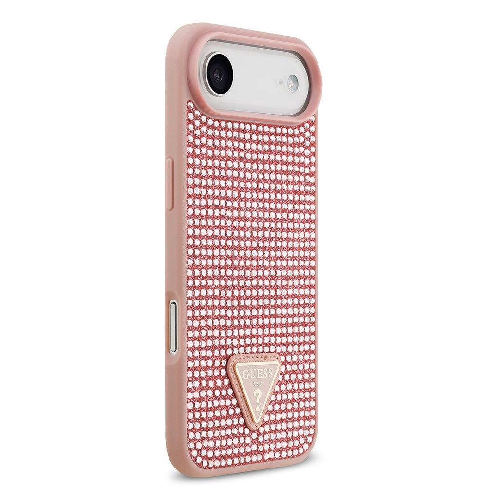 Apple iPhone 17 Air Kılıf Guess Orjinal Lisanslı Taşlı Arka Yüzey Üçgen Logolu Kapak Gümüş