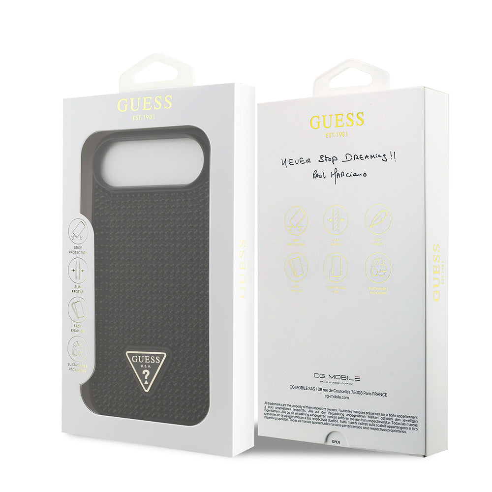 Apple iPhone 17 Air Kılıf Guess Orjinal Lisanslı Taşlı Arka Yüzey Üçgen Logolu Kapak Gold