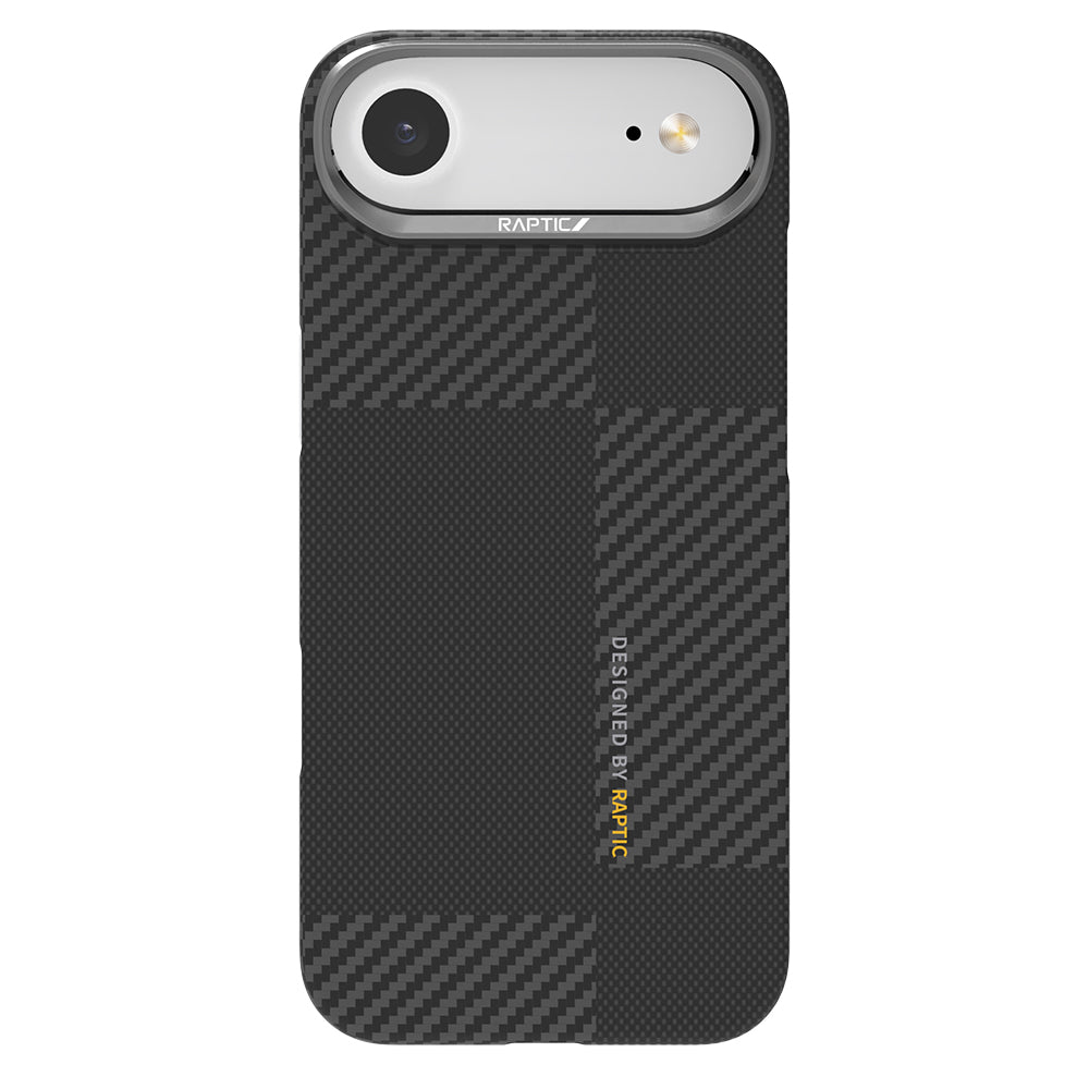 Apple iPhone 17 Air Kılıf M-safe Şarj Özellikli 600D Metal Kamera Çerçeveli Raptic Aramid Fiber Geotik Serisi Kapak Siyah