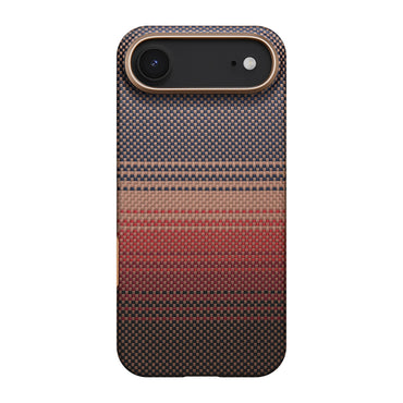 Apple iPhone 17 Air Kılıf M-safe Şarj Özellikli Aramid Fiber Pitaka Tactile Woven Sunset-Moonrise Serisi Sunset Kapak Mavi