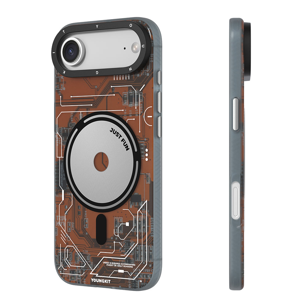 Apple iPhone 17 Air Kılıf M-safe Şarj Özellikli Kamera Denetim Butonlu Youngkit Technology Serisi Kapak Mavi