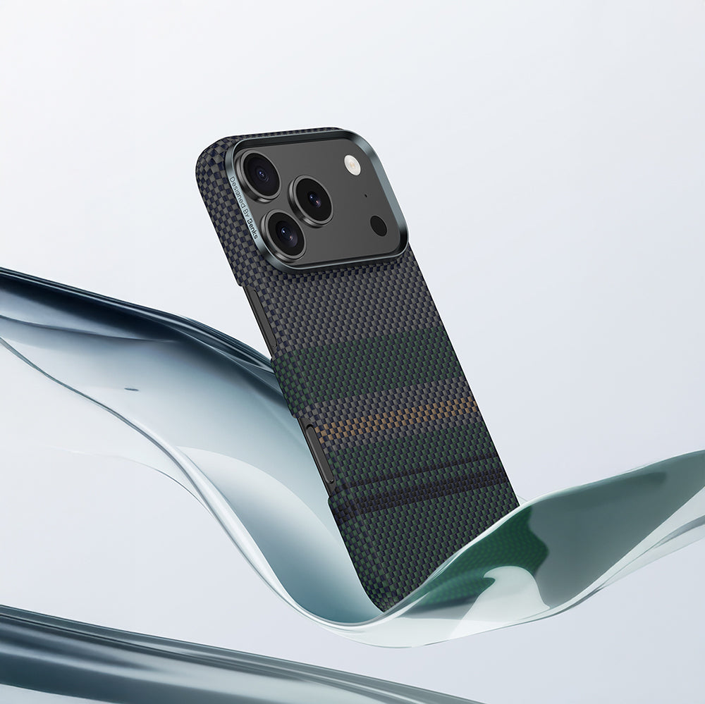 Apple iPhone 17 Air Kılıf M-safe Şarj Özellikli Karbon Fiber Tasarımlı Benks Aurora ArmorAir Kevlar Kapak Siyah