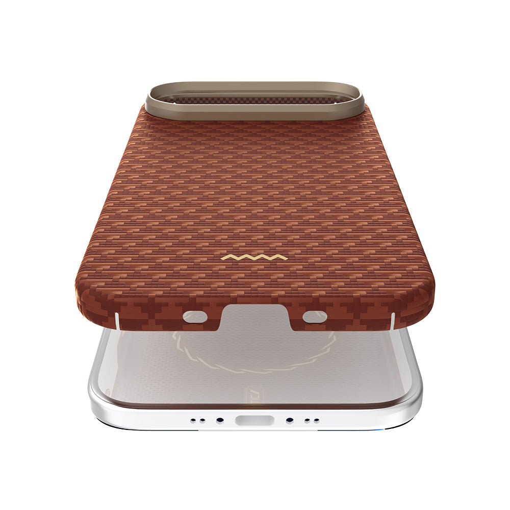 Apple iPhone 17 Air Kılıf M-safe Şarj Özellikli Raptic Aramid Skin Origin Serisi Kapak Kahverengi