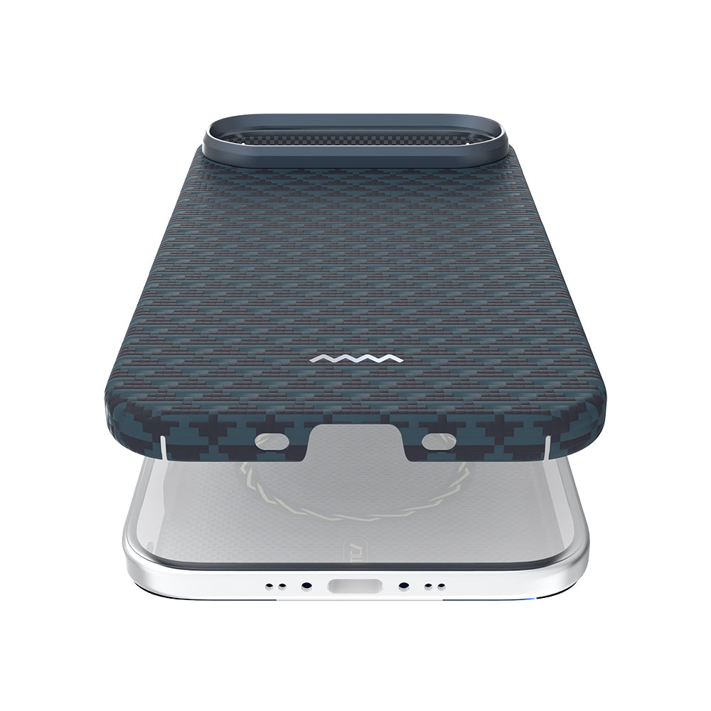 Apple iPhone 17 Air Kılıf M-safe Şarj Özellikli Raptic Aramid Skin Origin Serisi Kapak Lacivert