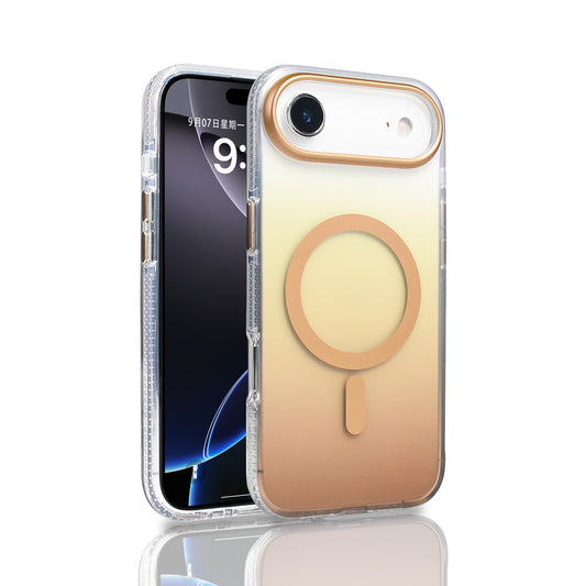 Apple iPhone 17 Air Case M-safe Charging Feature Transparent Color Transition Zore Toros Cover Gold