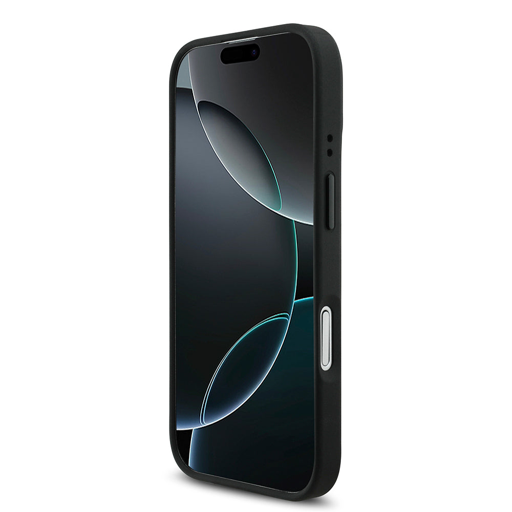 Apple iPhone 17 Kılıf BMW Orjinal Lisanslı M-safe Şarj Özellikli M Logolu Üç Şeritli Delikli Deri Kapak Gri