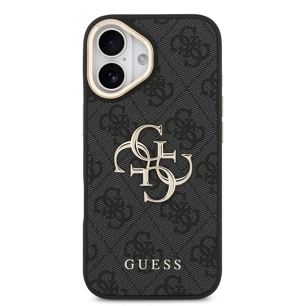 Apple iPhone 17 Case Guess Original Licensed 4G Large Metal Logo Thick Strap Cover Brown