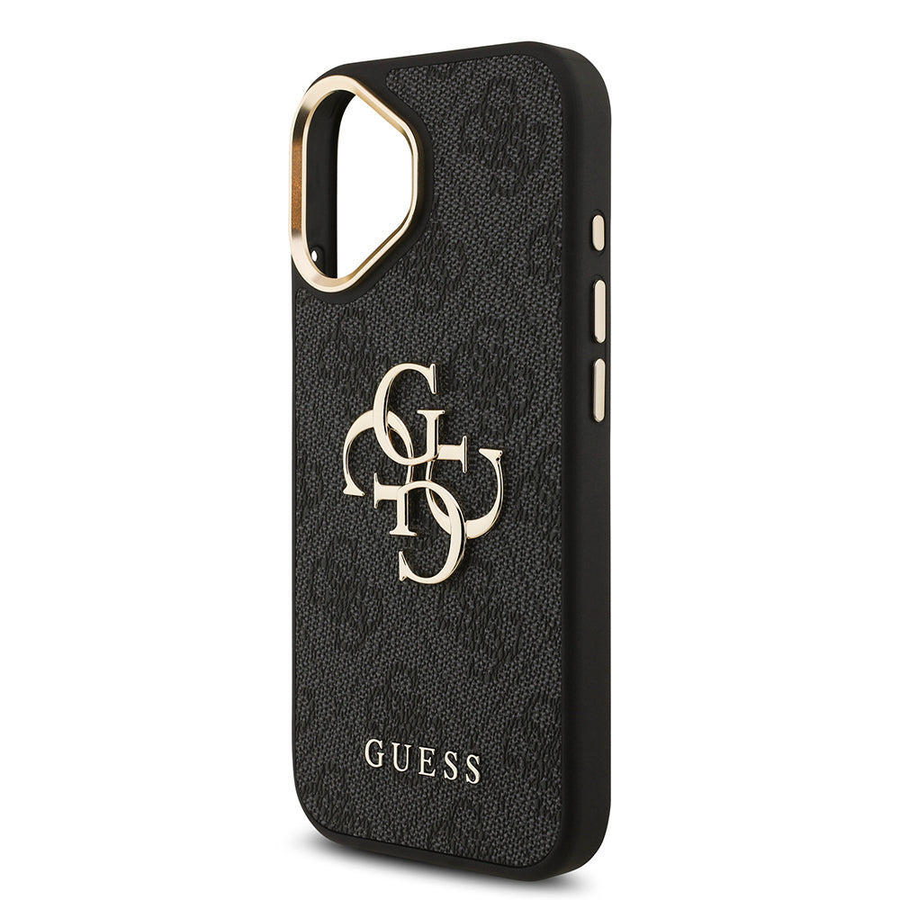 Apple iPhone 17 Case Guess Original Licensed 4G Large Metal Logo Thick Strap Cover Brown