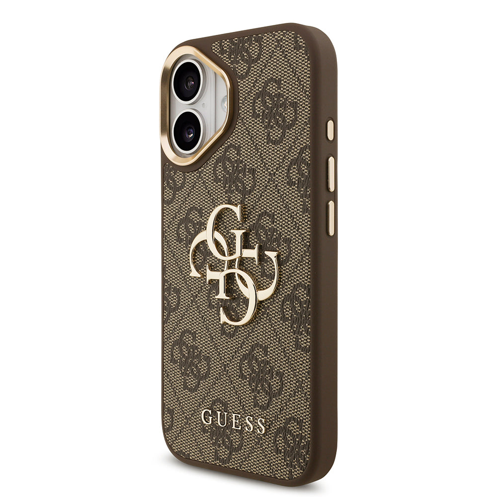 Apple iPhone 17 Case Guess Original Licensed 4G Large Metal Logo Thick Strap Cover Black