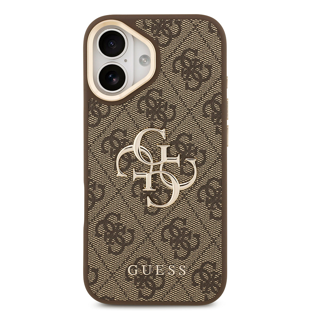 Apple iPhone 17 Case Guess Original Licensed 4G Large Metal Logo Thick Strap Cover Black