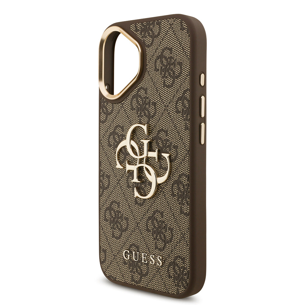 Apple iPhone 17 Case Guess Original Licensed 4G Large Metal Logo Thick Strap Cover Black
