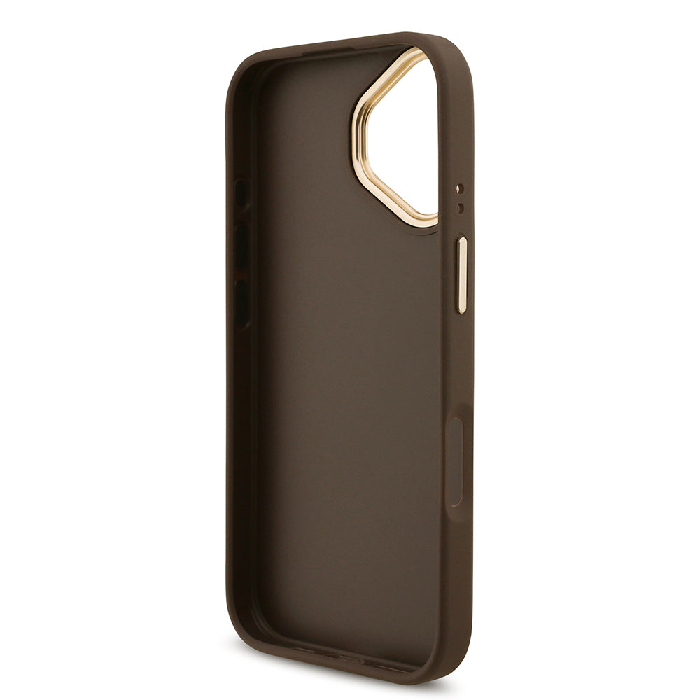 Apple iPhone 17 Case Guess Original Licensed 4G Large Metal Logo Thick Strap Cover Black