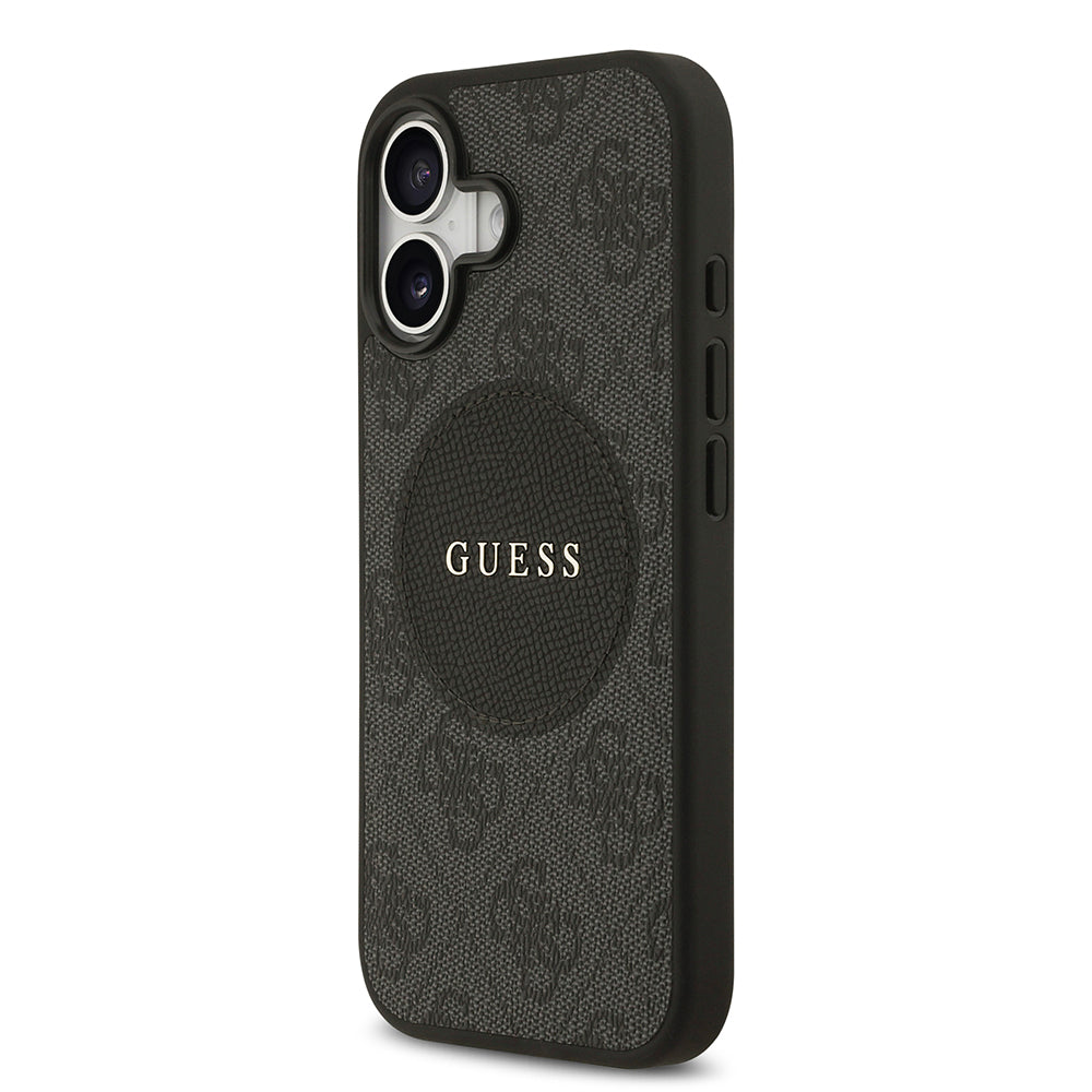 Apple iPhone 17 Kılıf Guess Orjinal Lisanslı M-safe Şarj Özellikli Yazı Logolu Circle Classic Kapak Siyah