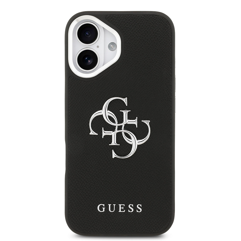 Apple iPhone 17 Case Guess Original Licensed PU Leather 4G Large Metal Logo Design Cover Black