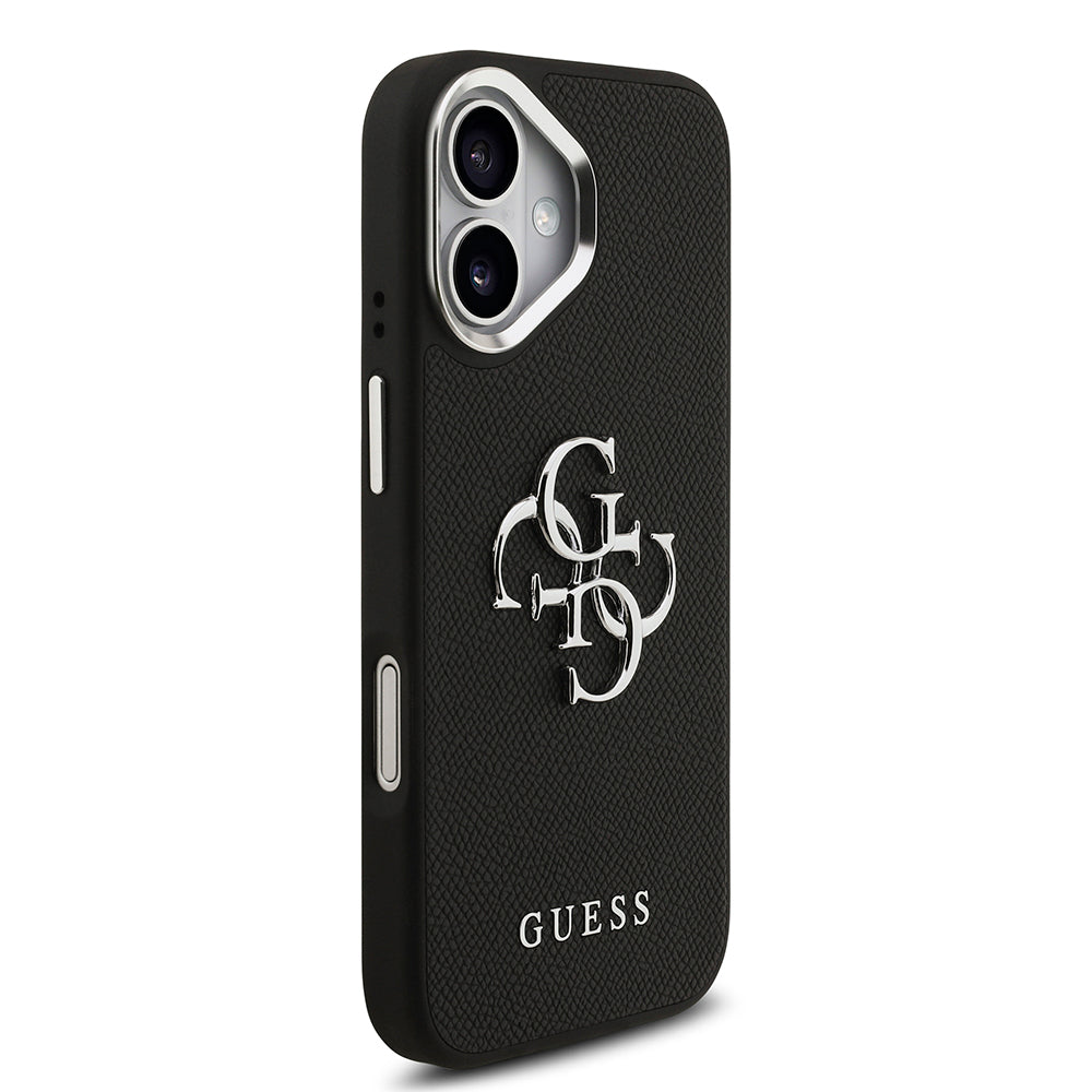 Apple iPhone 17 Case Guess Original Licensed PU Leather 4G Large Metal Logo Design Cover Black