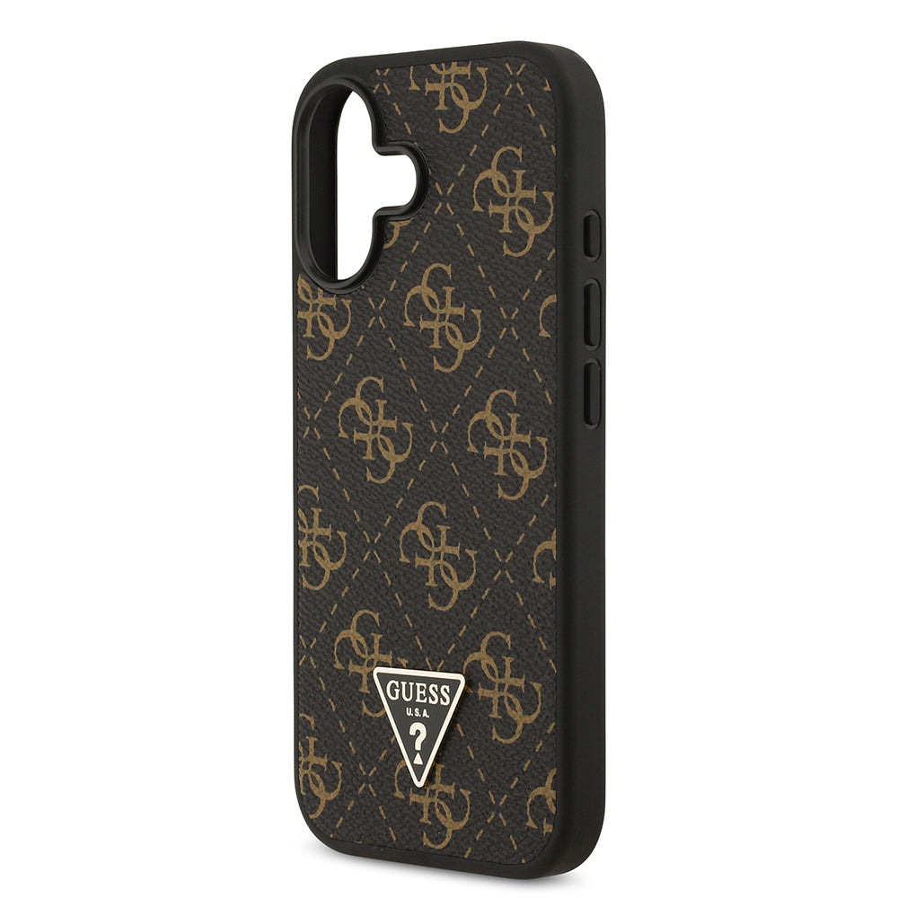 Apple iPhone 17 Case Guess Original Licensed PU Leather 4G Patterned Triangle Logo Cover Black