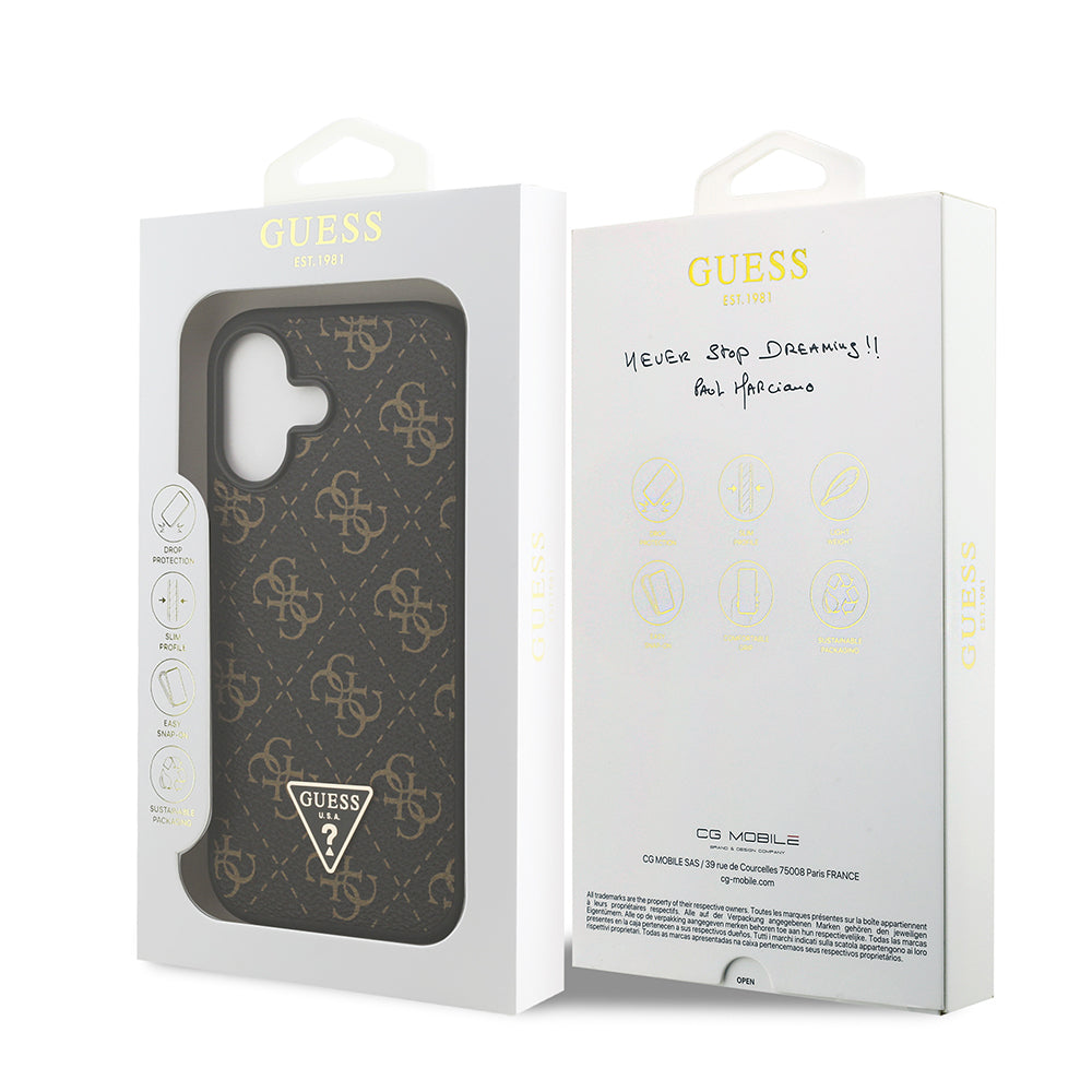 Apple iPhone 17 Case Guess Original Licensed PU Leather 4G Patterned Triangle Logo Cover Black
