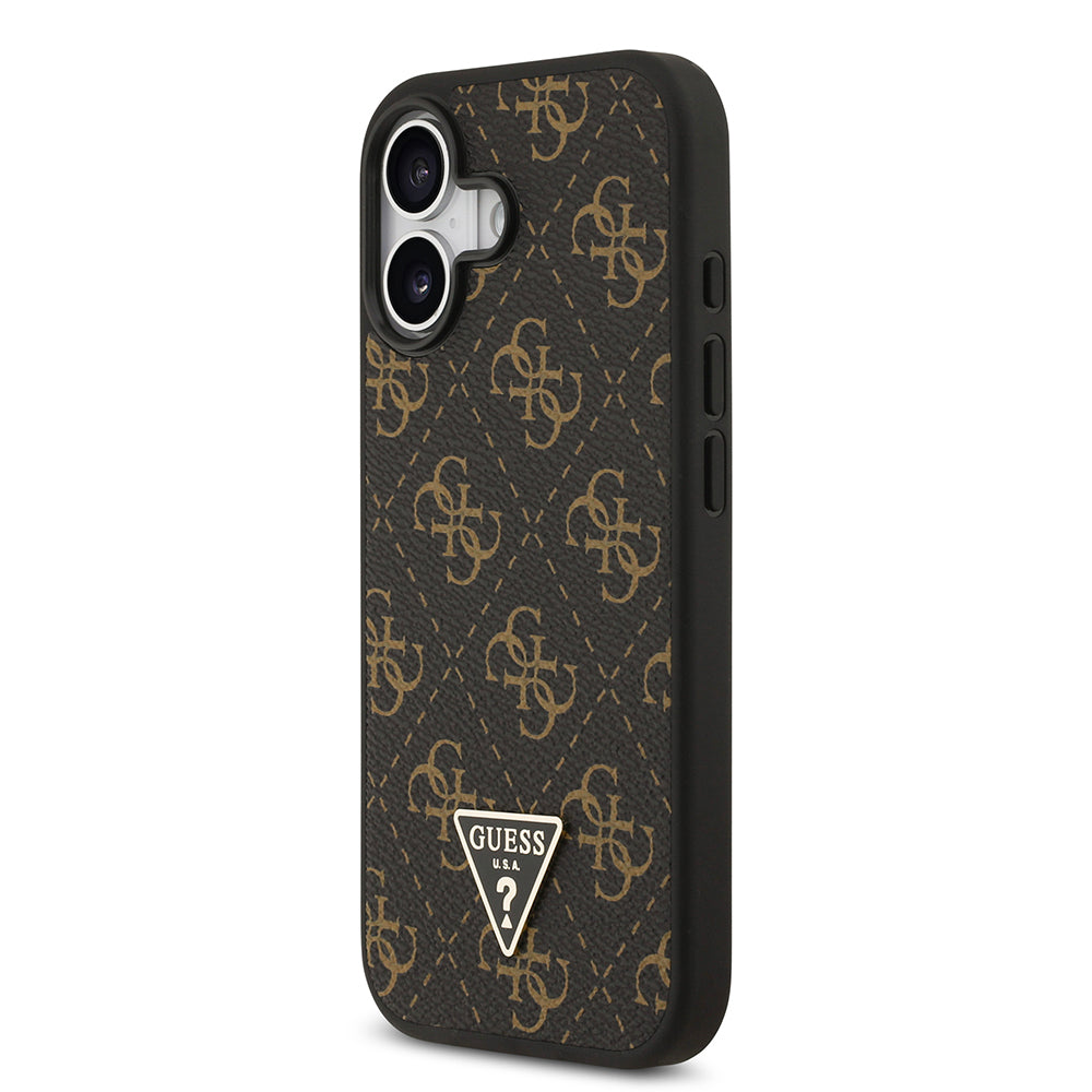 Apple iPhone 17 Case Guess Original Licensed PU Leather 4G Patterned Triangle Logo Cover Black