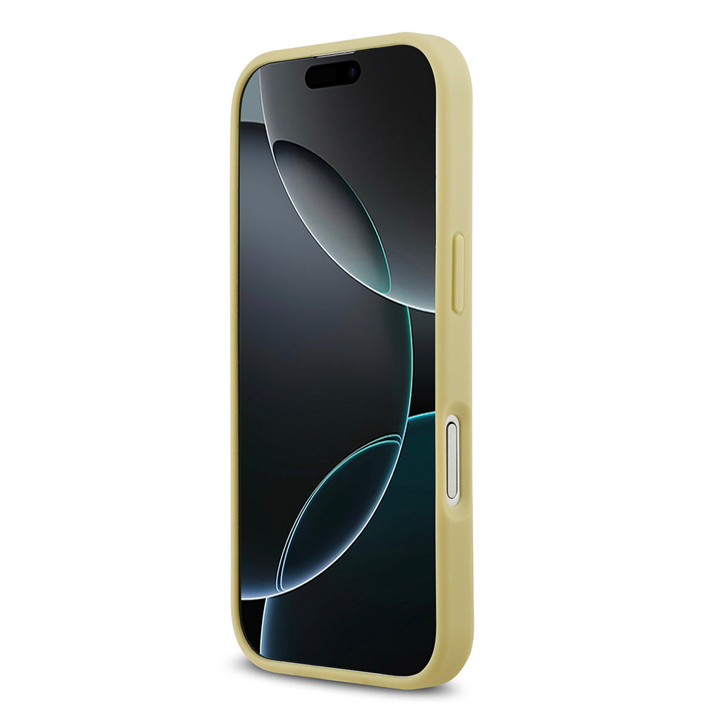 Apple iPhone 17 Kılıf Guess Orjinal Lisanslı Taşlı Arka Yüzey Üçgen Logolu Kapak Pembe