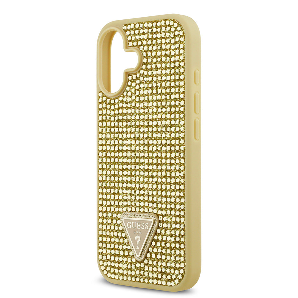 Apple iPhone 17 Kılıf Guess Orjinal Lisanslı Taşlı Arka Yüzey Üçgen Logolu Kapak Siyah