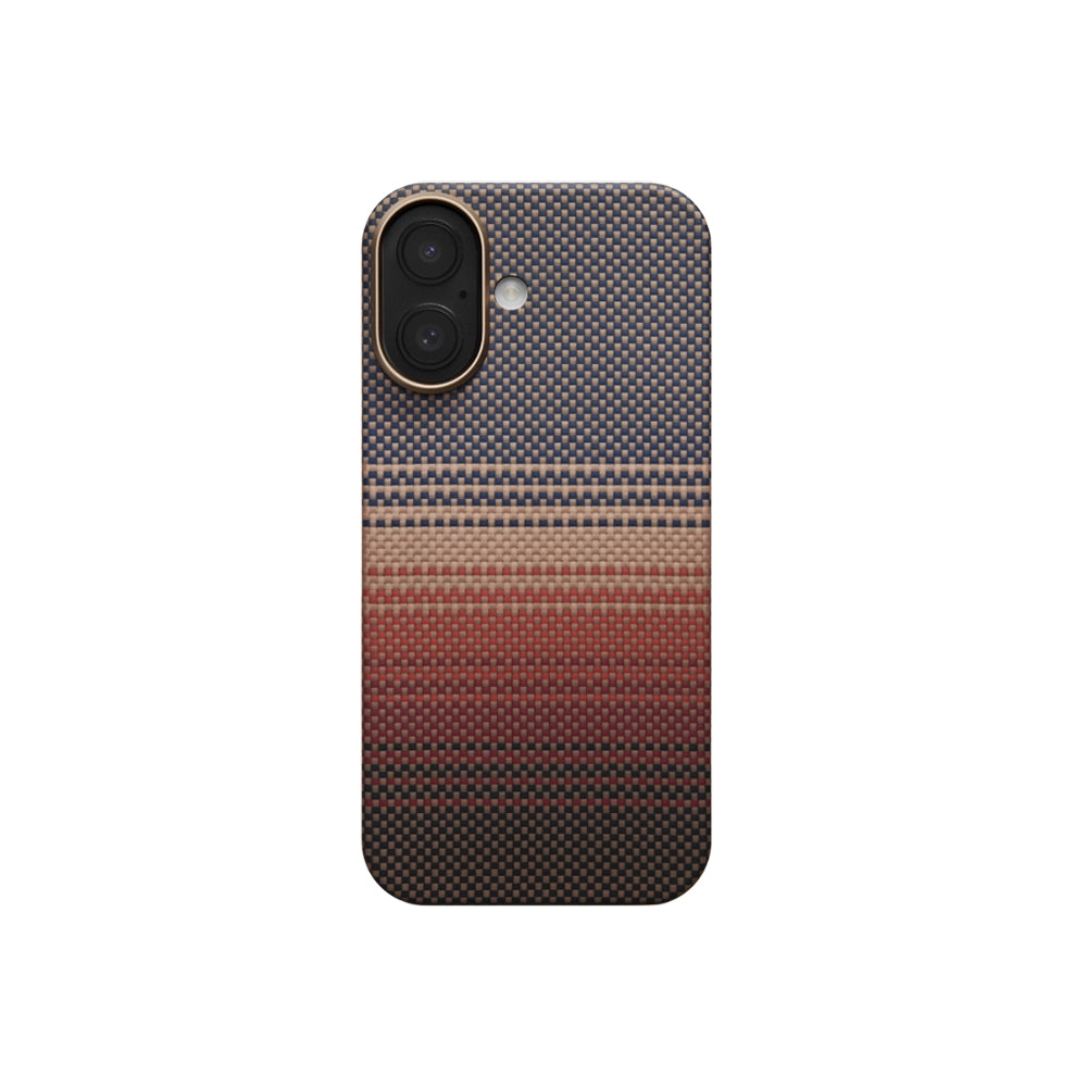 Apple iPhone 17 Case M-safe Charging Feature Aramid Fiber Pitaka Tactile Woven Sunset-Moonrise Series Cover Blue